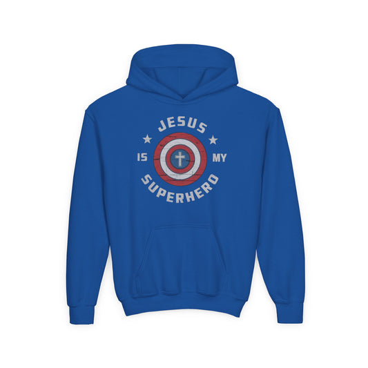 Kids Superhero Faith Hoodie - Jesus is My Superhero, Christian Gift, Empowering Youth Apparel, Birthday Gift, Faith-Based Fashion
