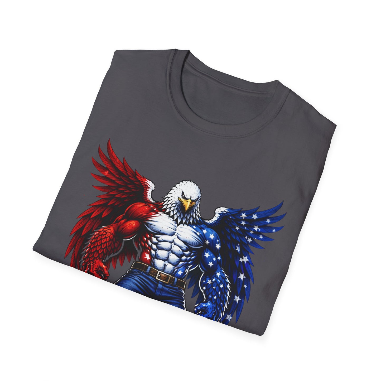 Birdmanzilla Patriotic Muscular Eagle T-Shirt | Red White Blue Winged Eagle Graphic