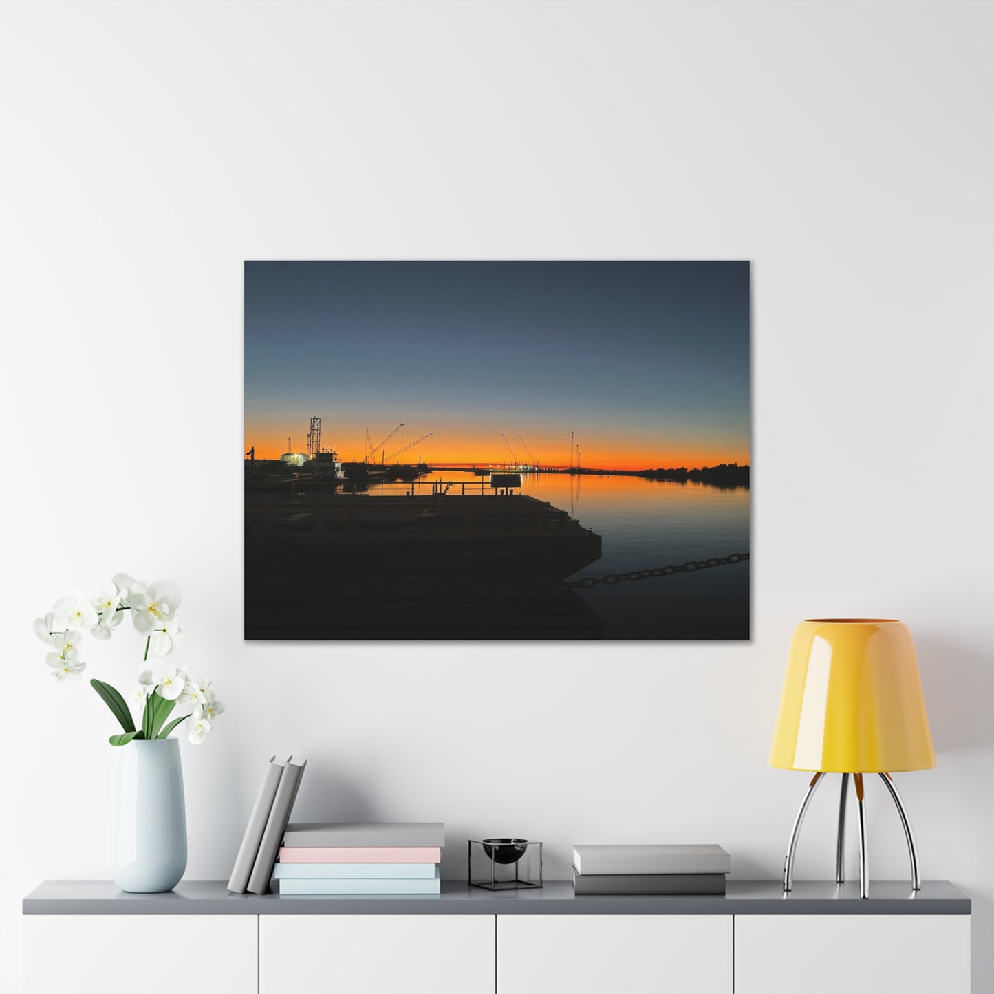 Sunset Harbor Canvas Wall Art — Stretched Canvas Print