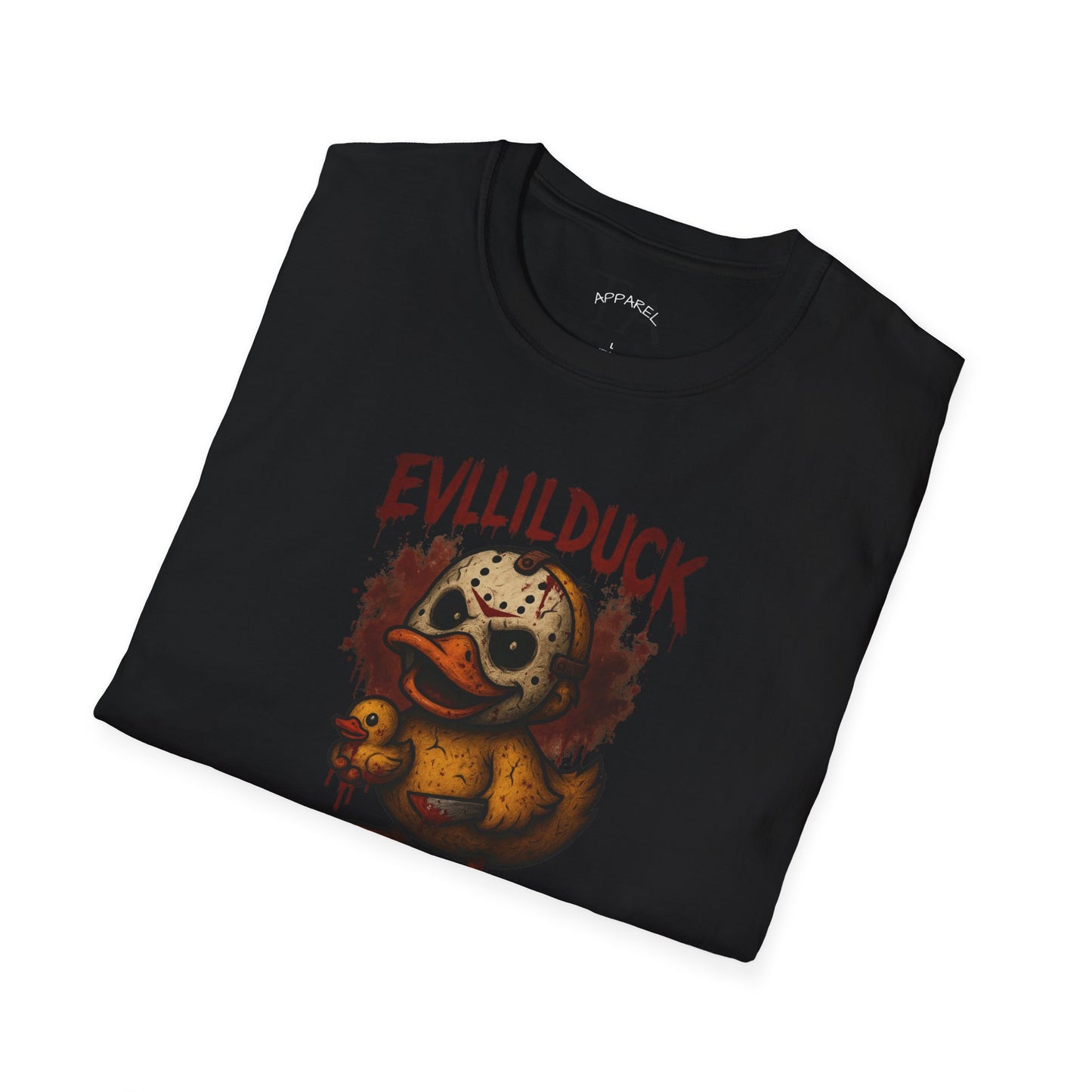 EVLLILDUCK Funny Graphic T-Shirt, Cute Duck Shirt, Unisex Softstyle Tee, Gift for Kids, Funny Quirky T-Shirt, Casual Wear, Halloween Apparel