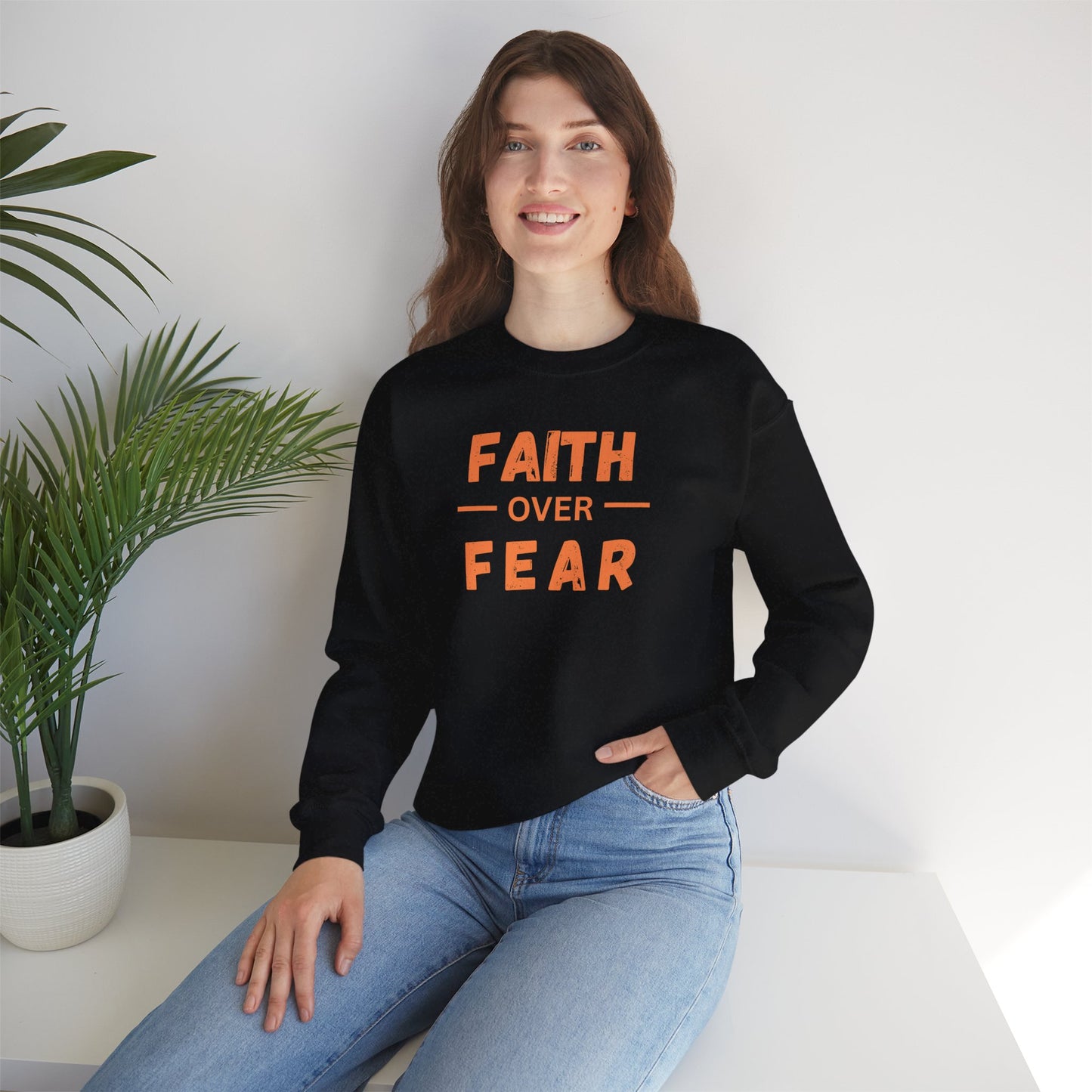 Faith Inspired Faith over Fear Crewneck Sweatshirt -Customizable
