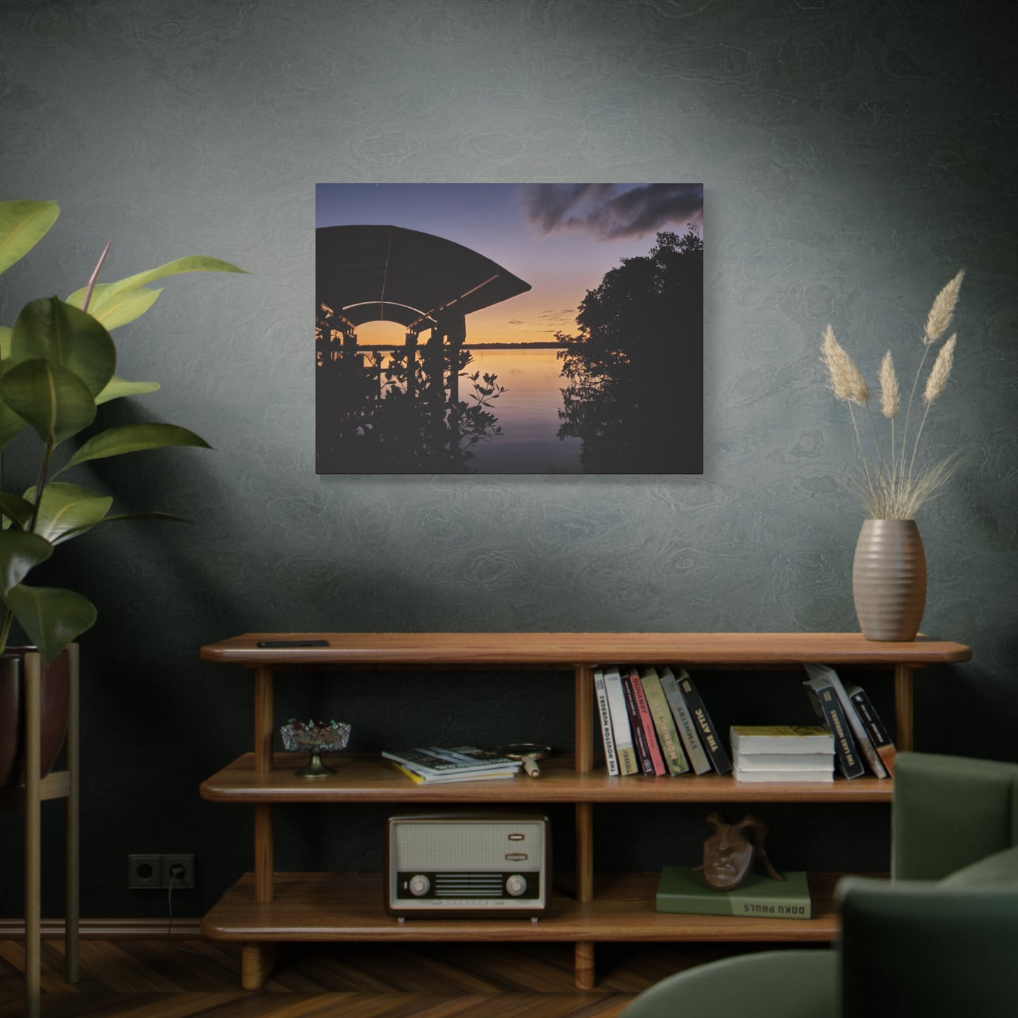 Serene and Vibrant Sunset on the River - Canvas Wal Art