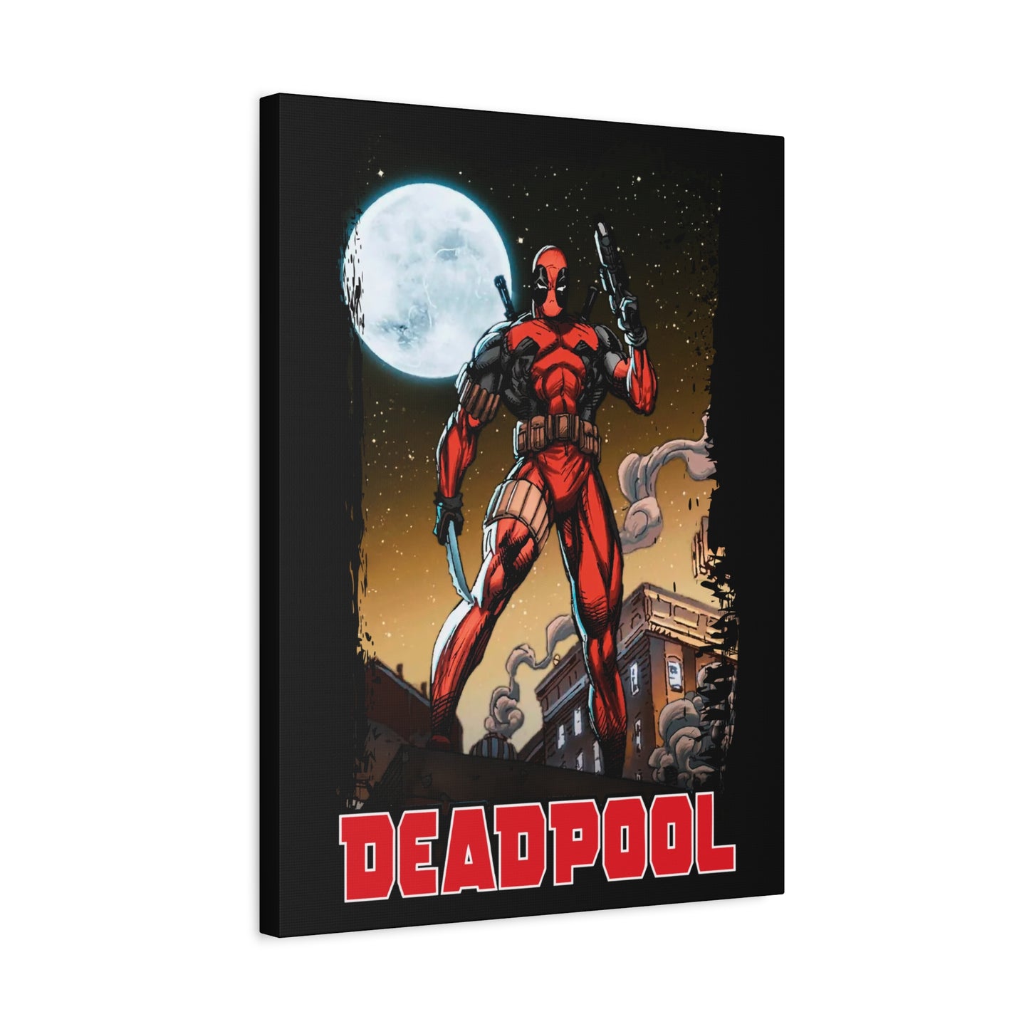 Comic Book Moonlight Rooftop Wall Art - Matte Canvas, Stretched, 1.25"