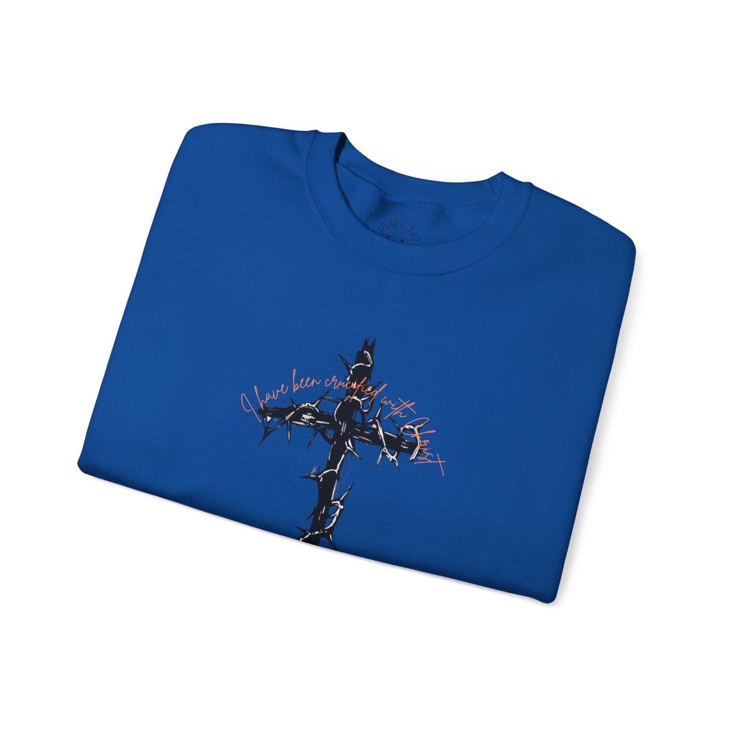 Faith Inspired Crewneck Sweatshirt Barbed Cross Design with Galatians 2:20