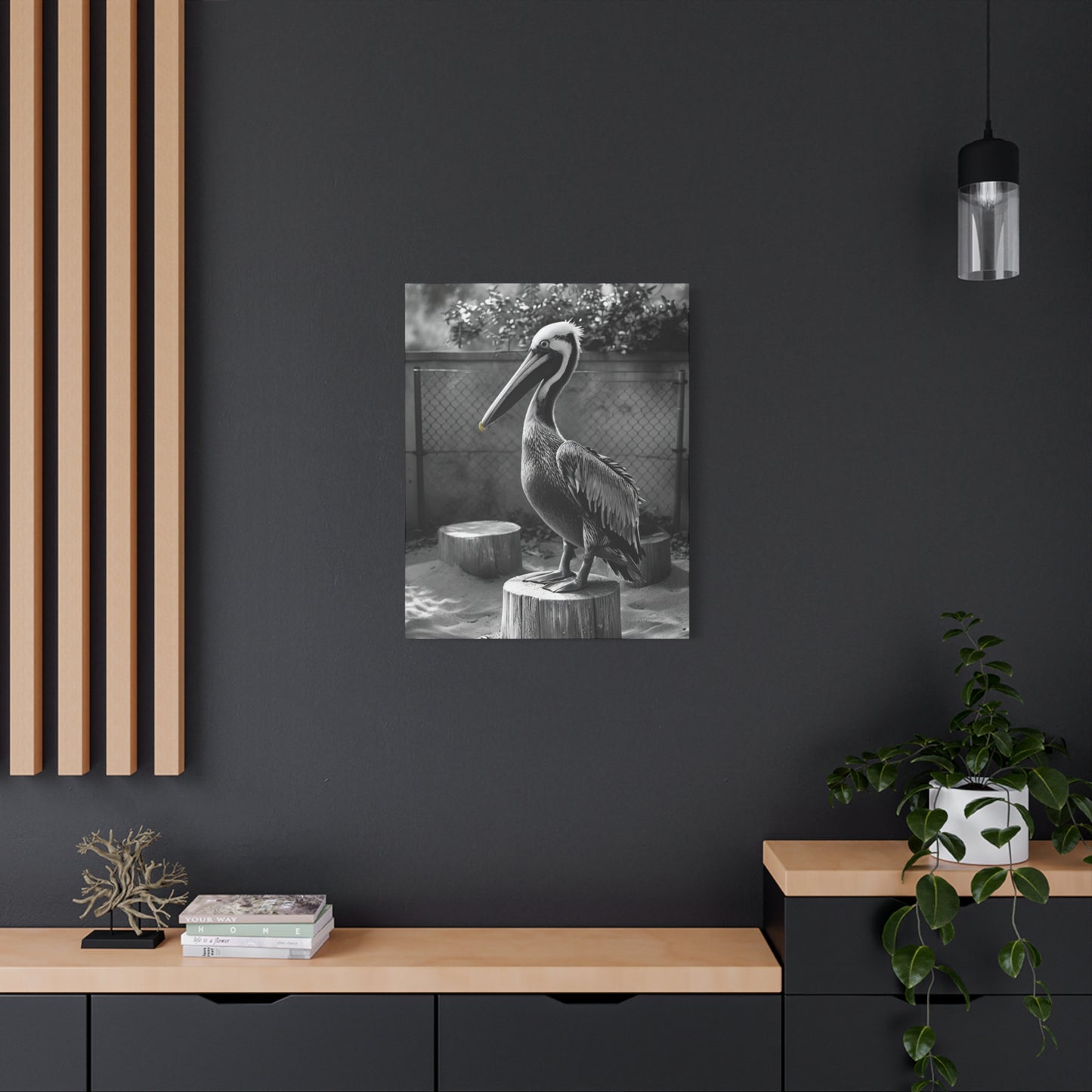 Serene Black and White Pelican Canvas Art