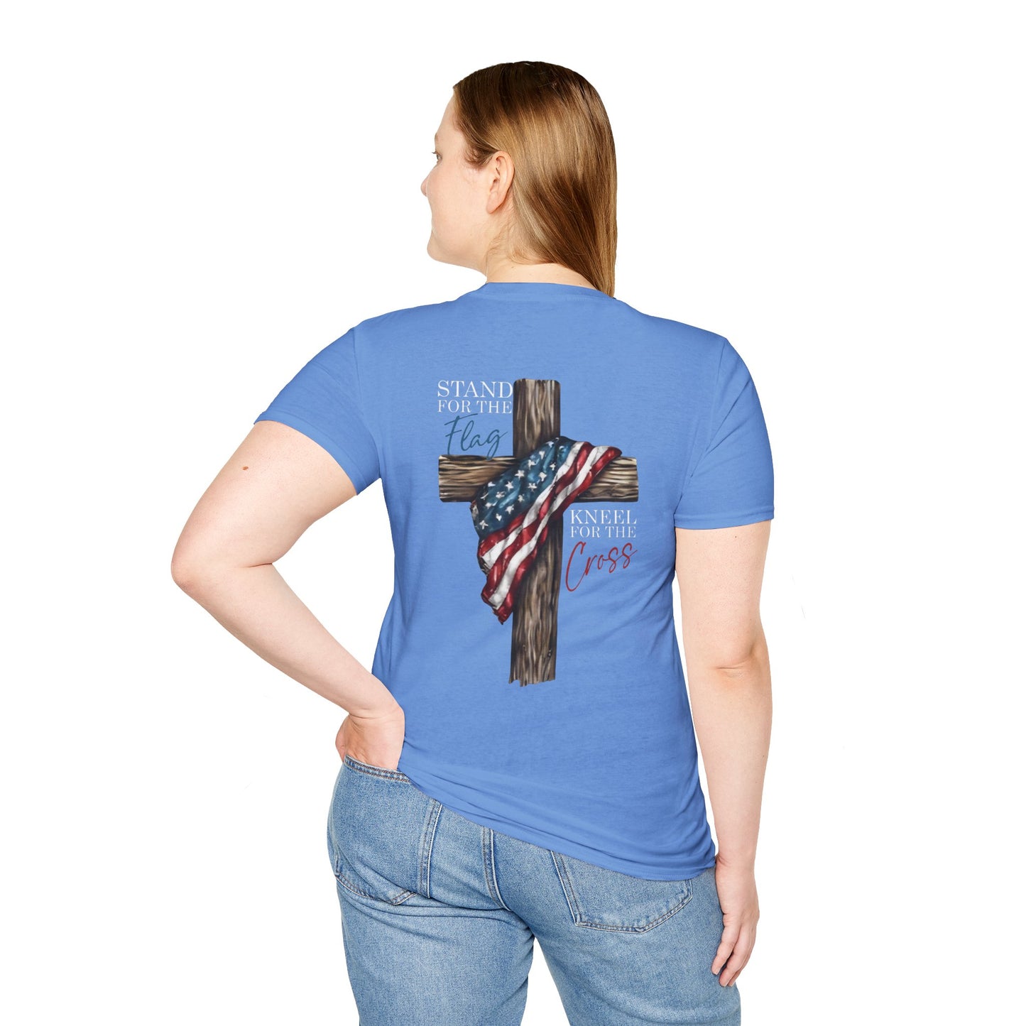 Stand for the Flag, Kneel for the Cross - Patriotic Religious T-Shirt, Faith-Based Apparel, Independence Day Outfit, Christian Gift