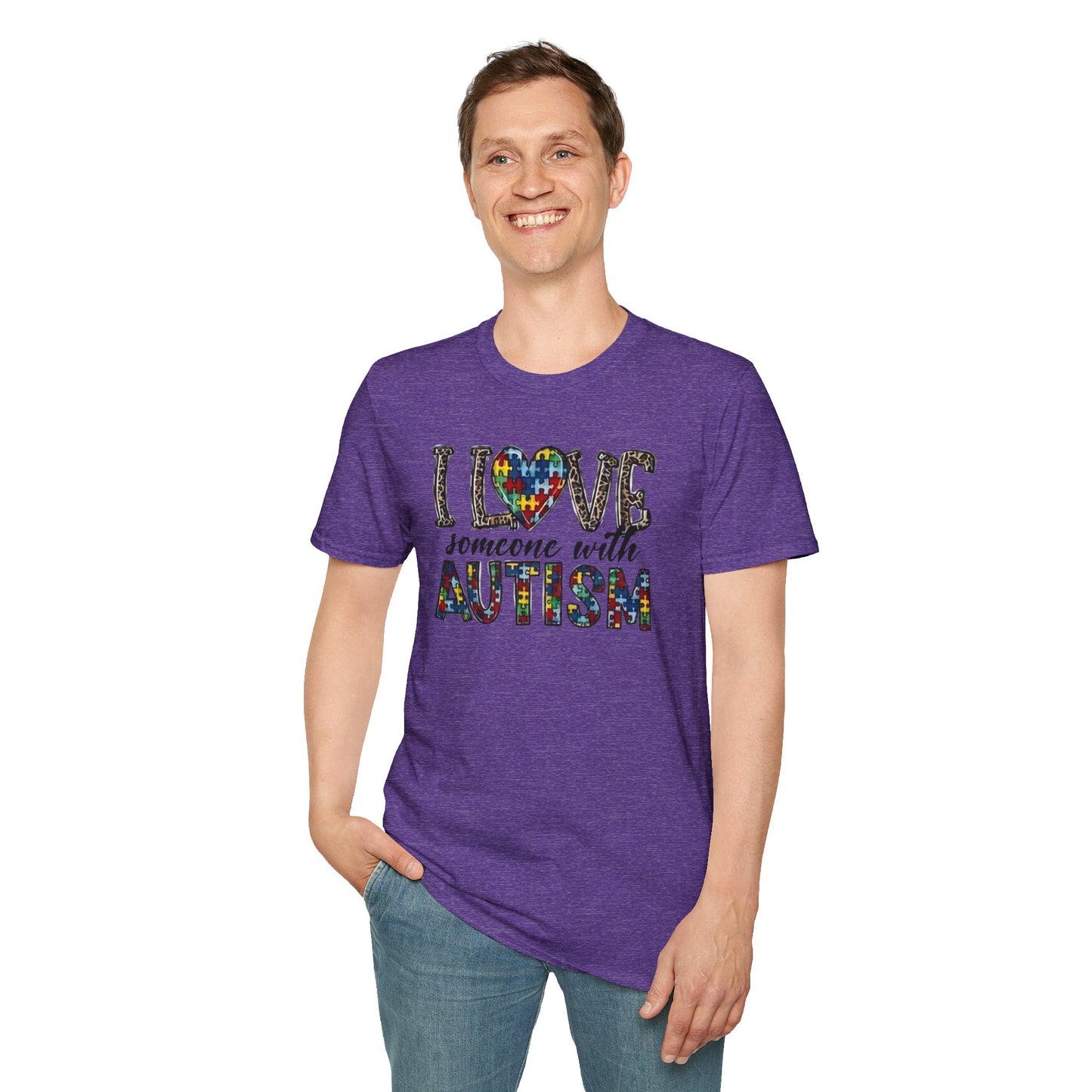 Autism Awareness Unisex T-Shirt - I Love Someone with Autism Design