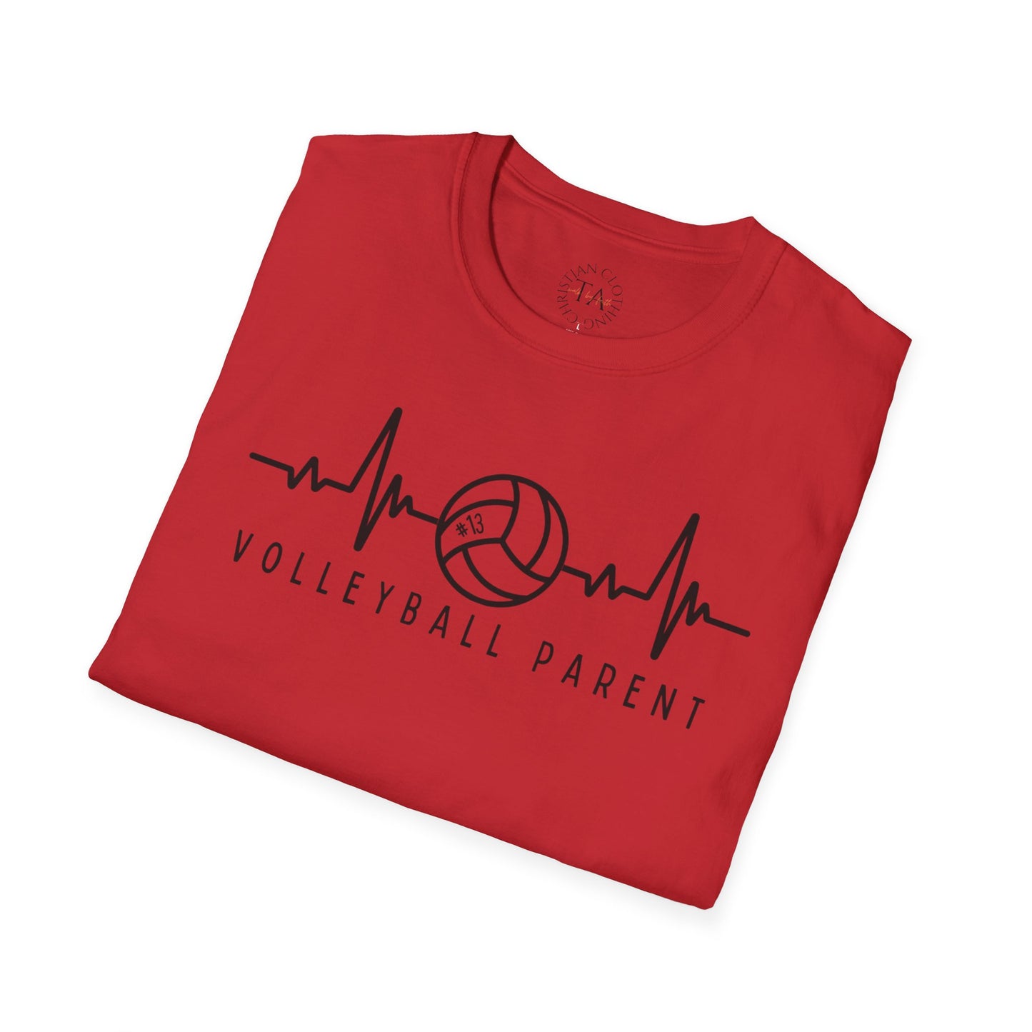 Volleyball Parent Heartbeat T-Shirt Soft Cotton Tee Customizable for Sports Enthusiasts, Gifts for Moms & Dads, Team Spirit Apparel, Athletic Wear