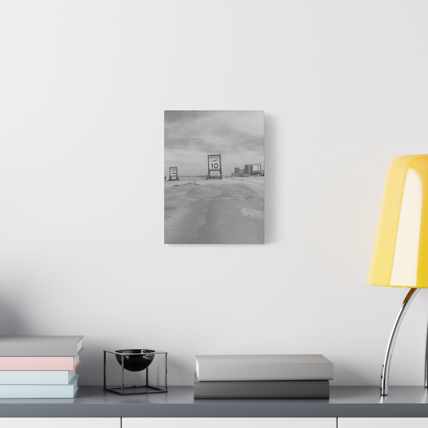 Serene Black and White Coastal Beach Sign - Canvas Art