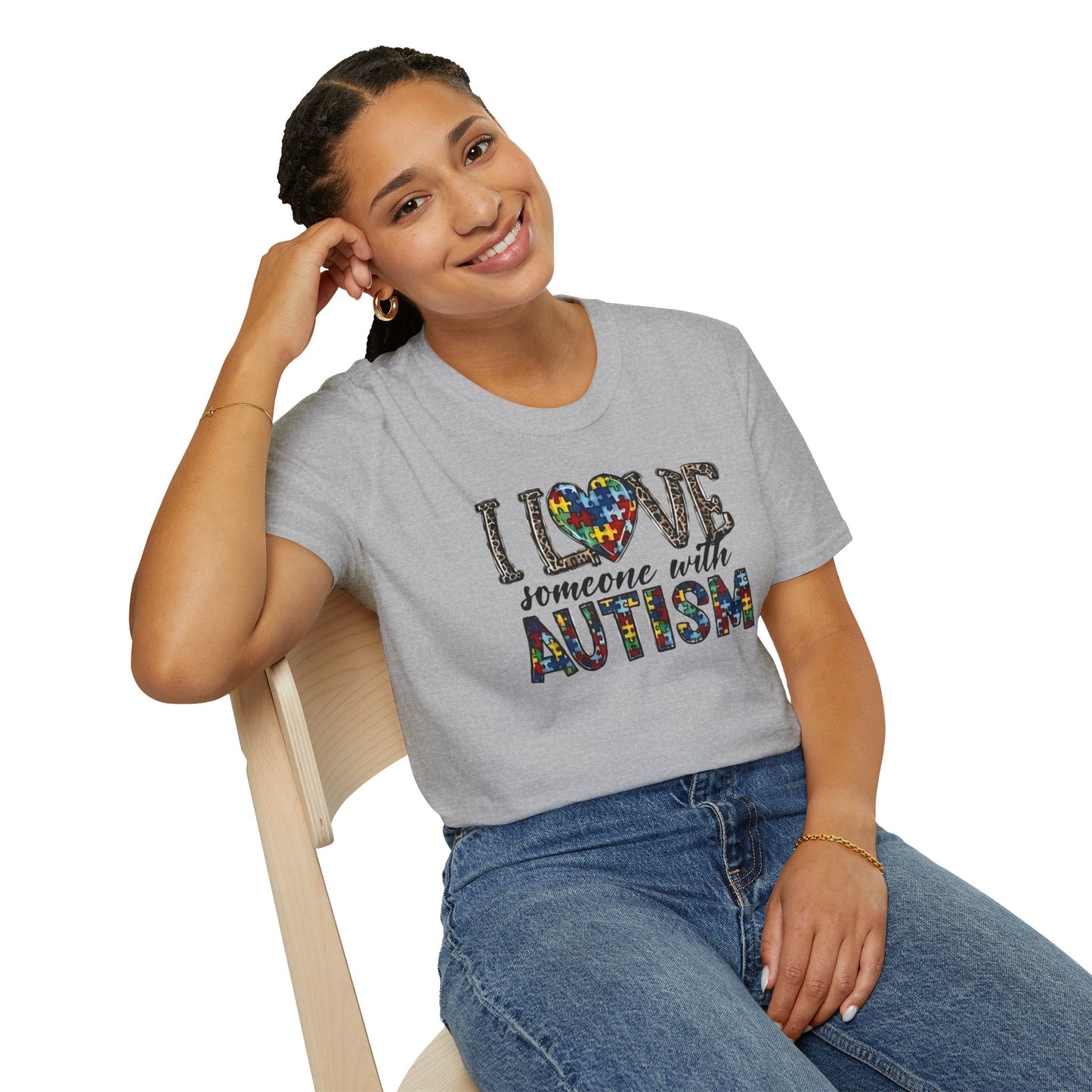 Autism Awareness Unisex T-Shirt - I Love Someone with Autism Design