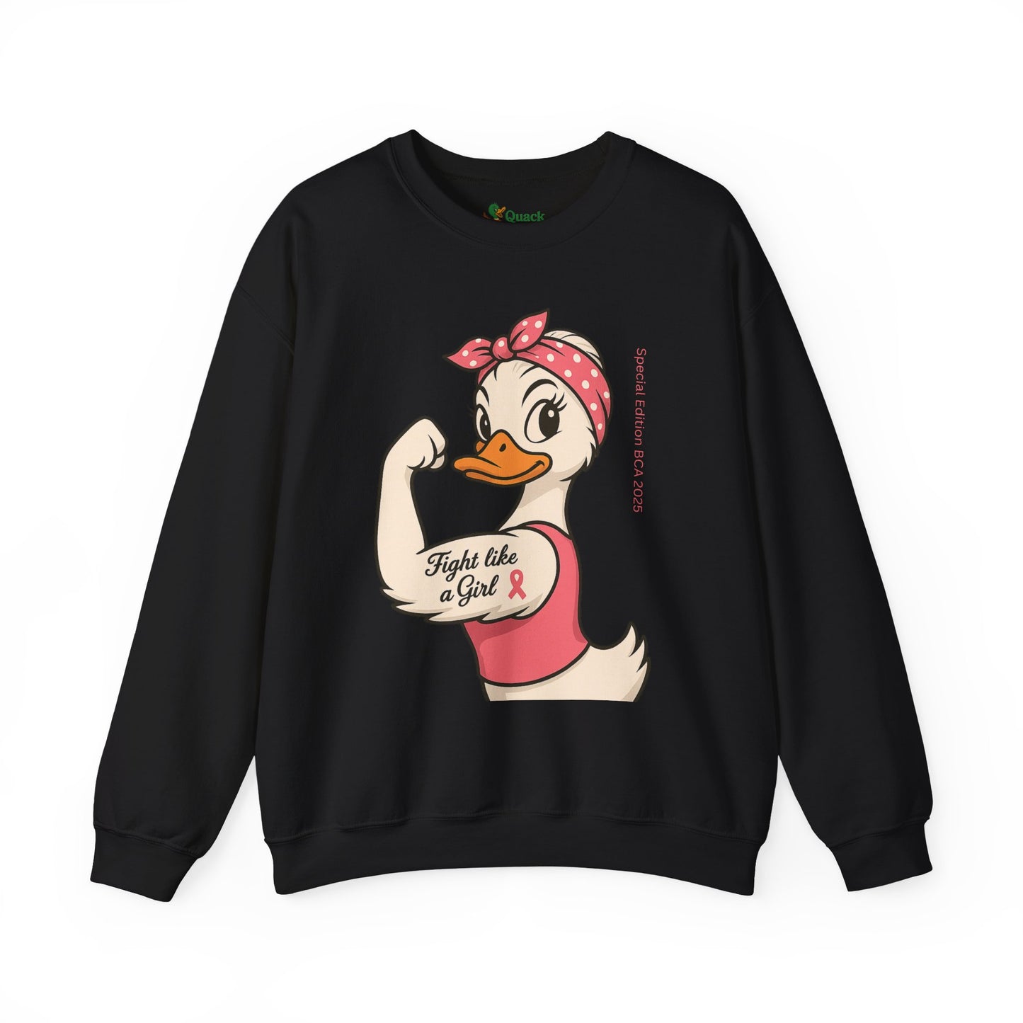 Breast Cancer Awareness Fight Like a Girl Duck Sweatshirt - Unisex Crewneck, Roxie the Riveter Empowerment, Gift for Her, Feminist Apparel,