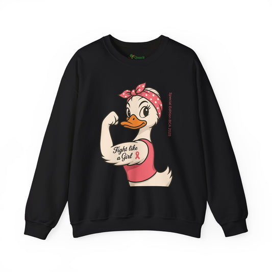Breast Cancer Awareness Fight Like a Girl Duck Sweatshirt - Unisex Crewneck, Roxie the Riveter Empowerment, Gift for Her, Feminist Apparel,