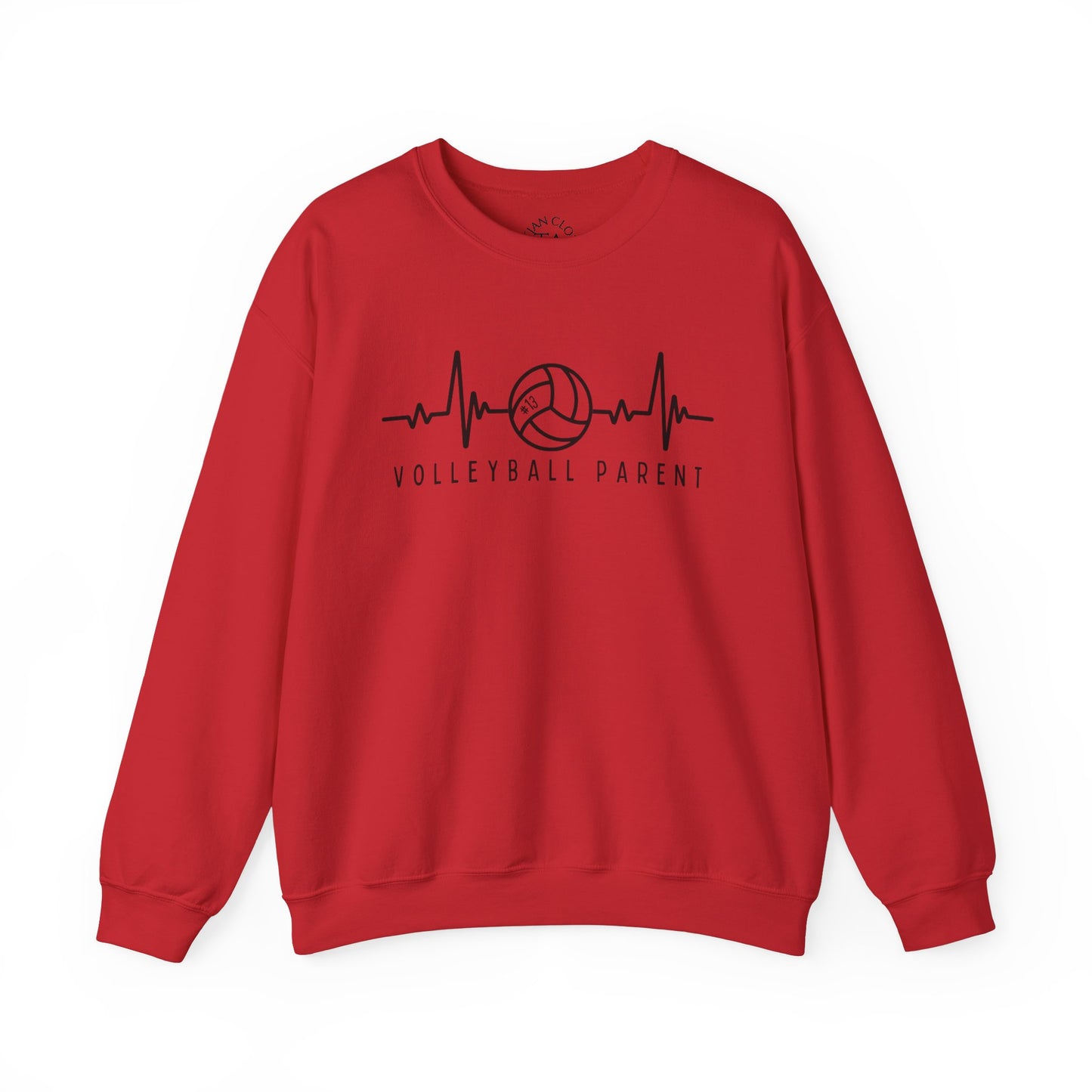 Volleyball Parent Heartbeat Sweatshirt Customizable, Cozy Gift for Sports Lovers, Perfect for Game Days, Unisex Crewneck, Soft and Stylish