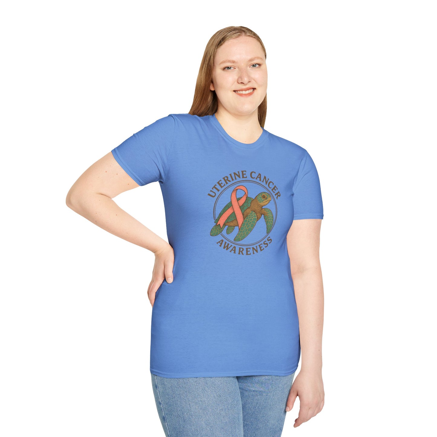 Uterine Cancer Awareness T-Shirt, Unisex Softstyle Tee, Supportive Apparel, Awareness Month Gift, Cancer Support Shirt, Birthday Gift