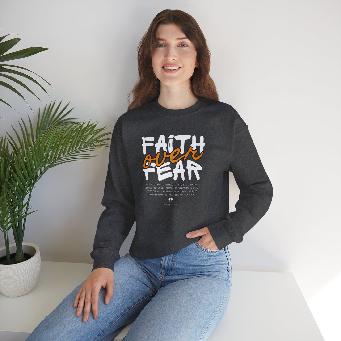 Faith Inspired Faith Over Fear Christian Sweatshirt, Inspirational Religious Apparel, Quality Design by My Son, Unisex Crewneck Jumper, Religious Gift,