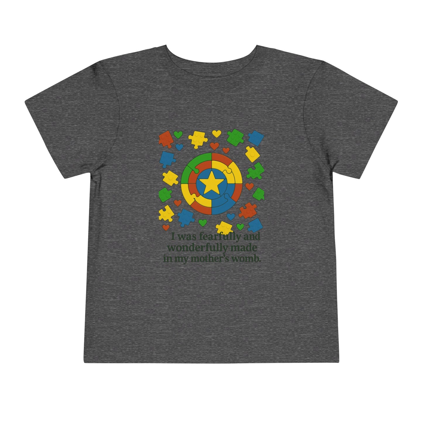 Autism Inspirational Tee - 'Fearfully and Wonderfully Made' - Toddler T-Shirt -  Cute Gift for Kids, Baby Shower, Religious Celebrations