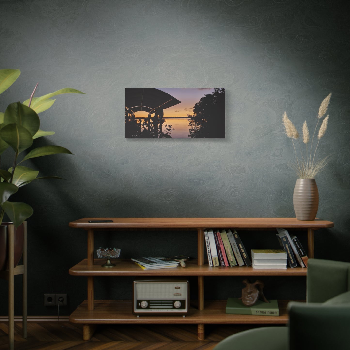 Serene and Vibrant Sunset on the River - Canvas Wal Art