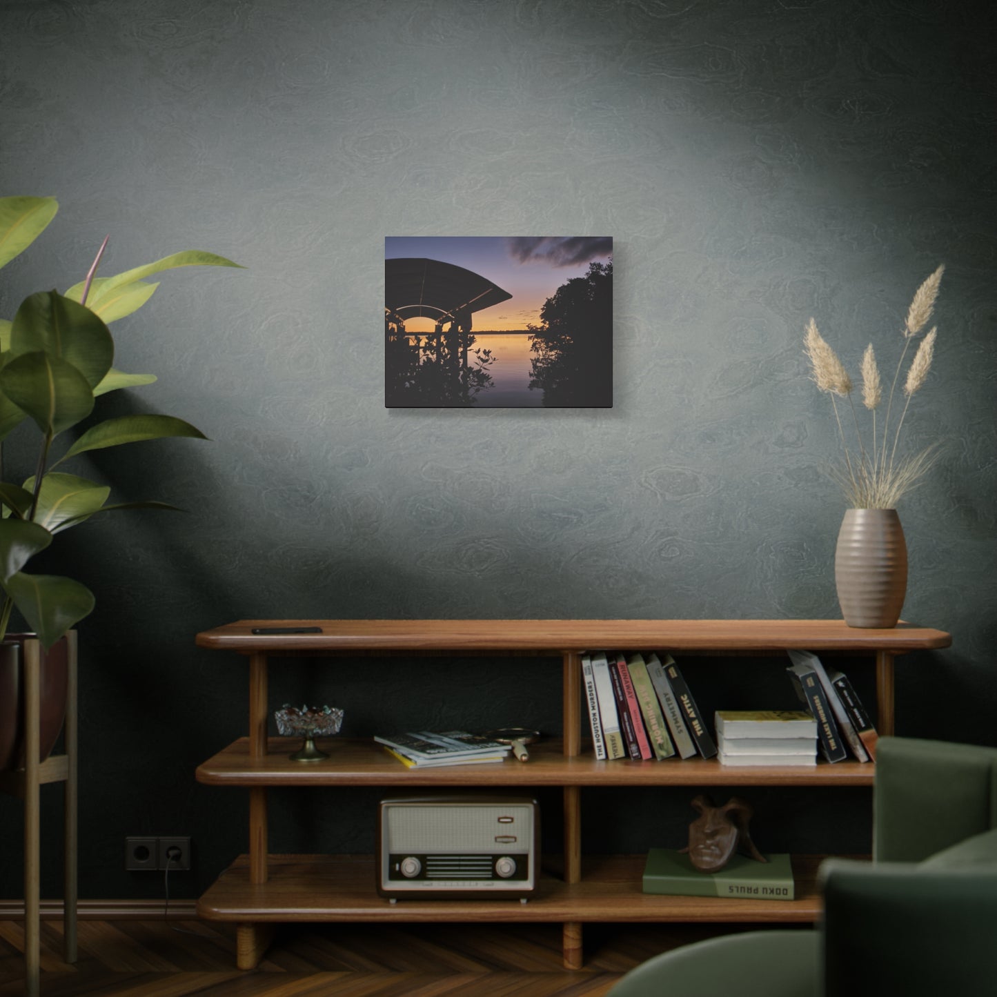 Serene and Vibrant Sunset on the River - Canvas Wal Art