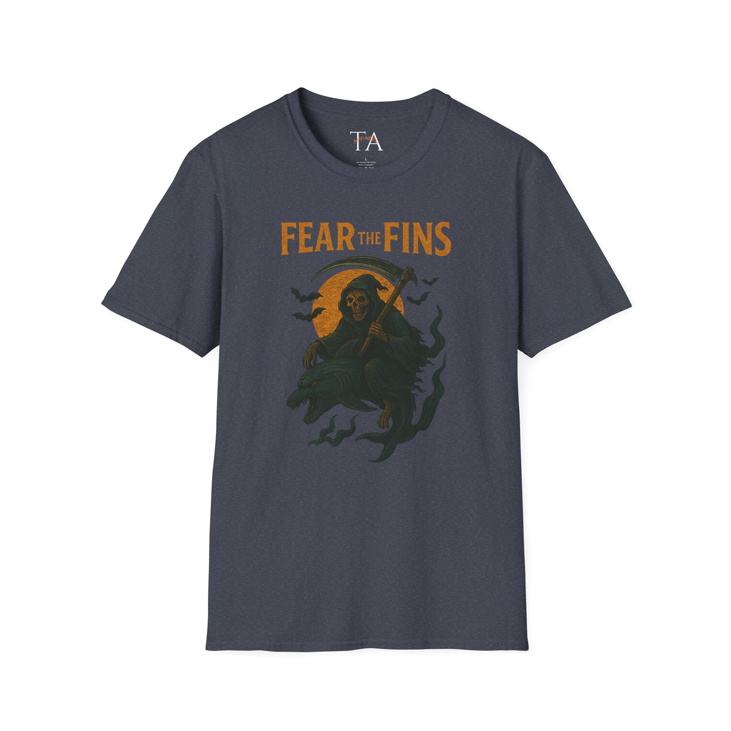 Miami Dolphins Halloween Unisex T-Shirt - Fear the Fins - Gifts for Ocean Lovers, Spooky Occasions, Casual Wear, Beach Parties, Horror Tee