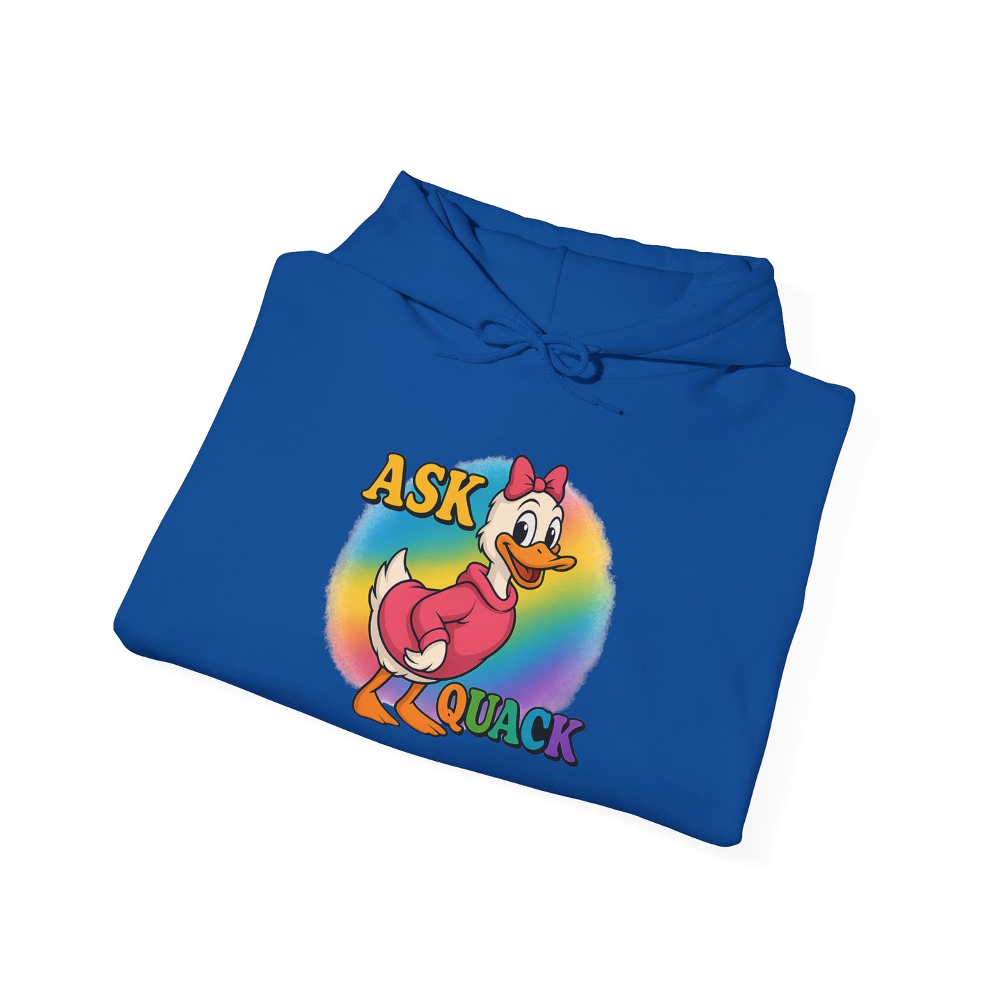 Askquack Female Duck Unisex Hoodie, Quirky Duck Design Sweatshirt, Novelty Animal Jumper, Humorous Duck Apparel, Unique Hooded Top