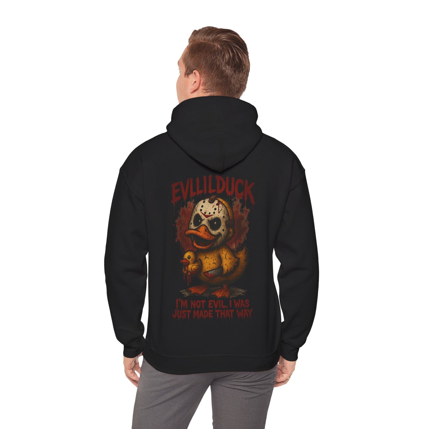 Evllilduck Funny Horror Themed Hoodie - Unisex Sweatshirt for Halloween