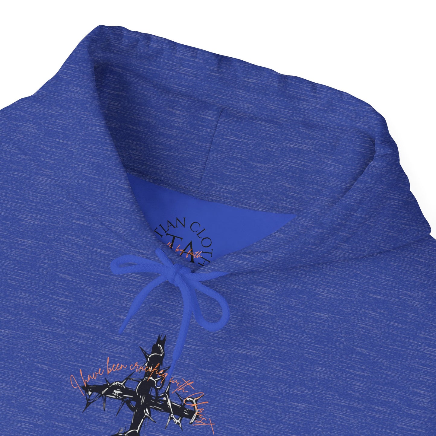 Faith Inspired Christian Cross with Thorns on Front and Galatians 2:20 on back Hooded Sweatshirt