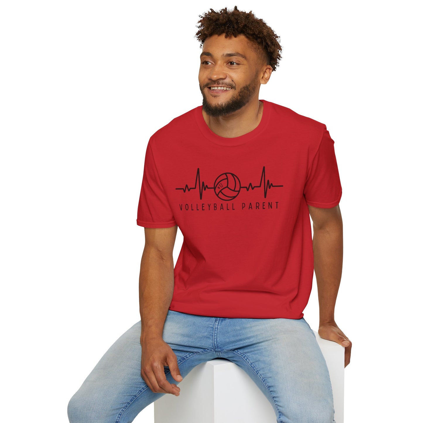 Volleyball Parent Heartbeat T-Shirt Soft Cotton Tee Customizable for Sports Enthusiasts, Gifts for Moms & Dads, Team Spirit Apparel, Athletic Wear
