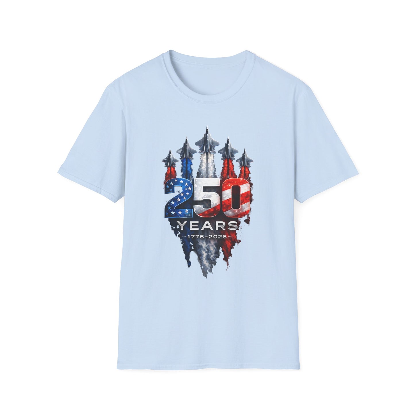 25th Anniversary USA T-Shirt — Patriotic Jet Formation USA Flag Design