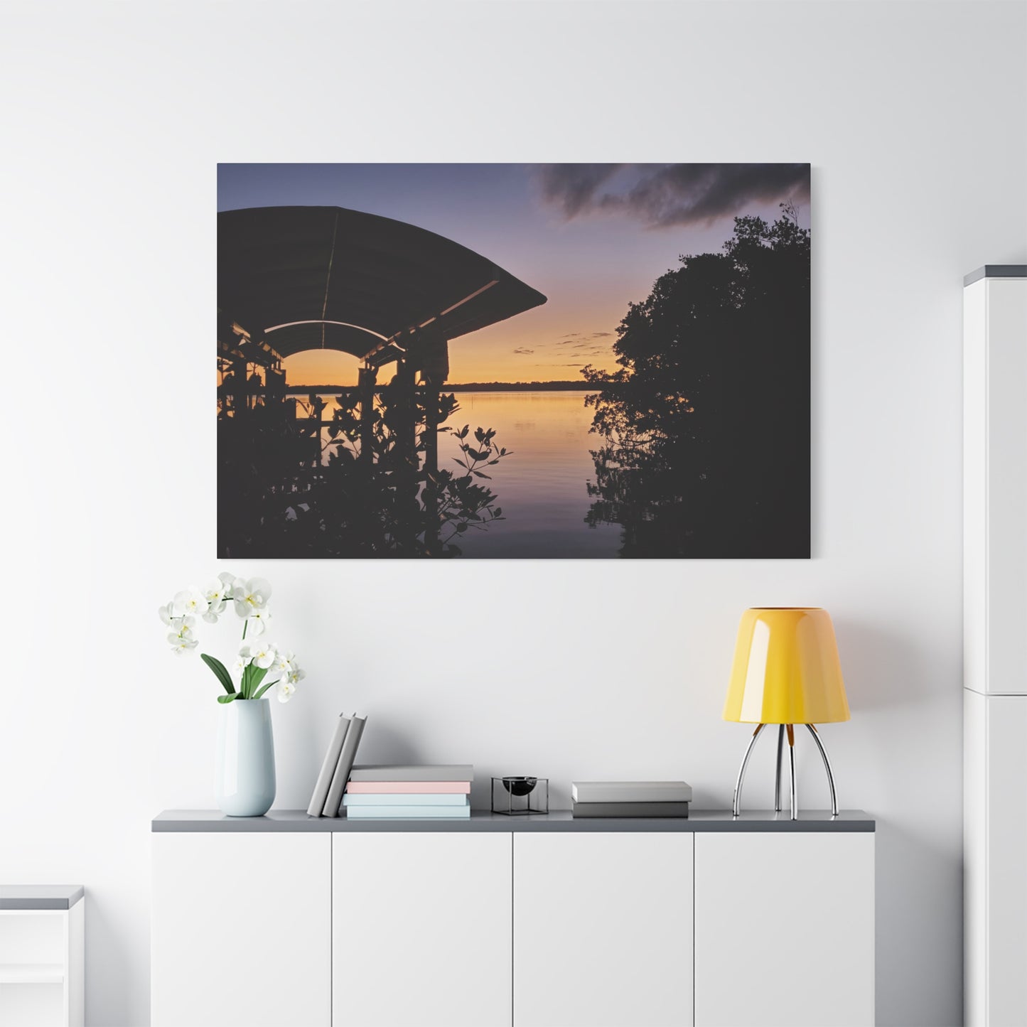 Serene and Vibrant Sunset on the River - Canvas Wal Art
