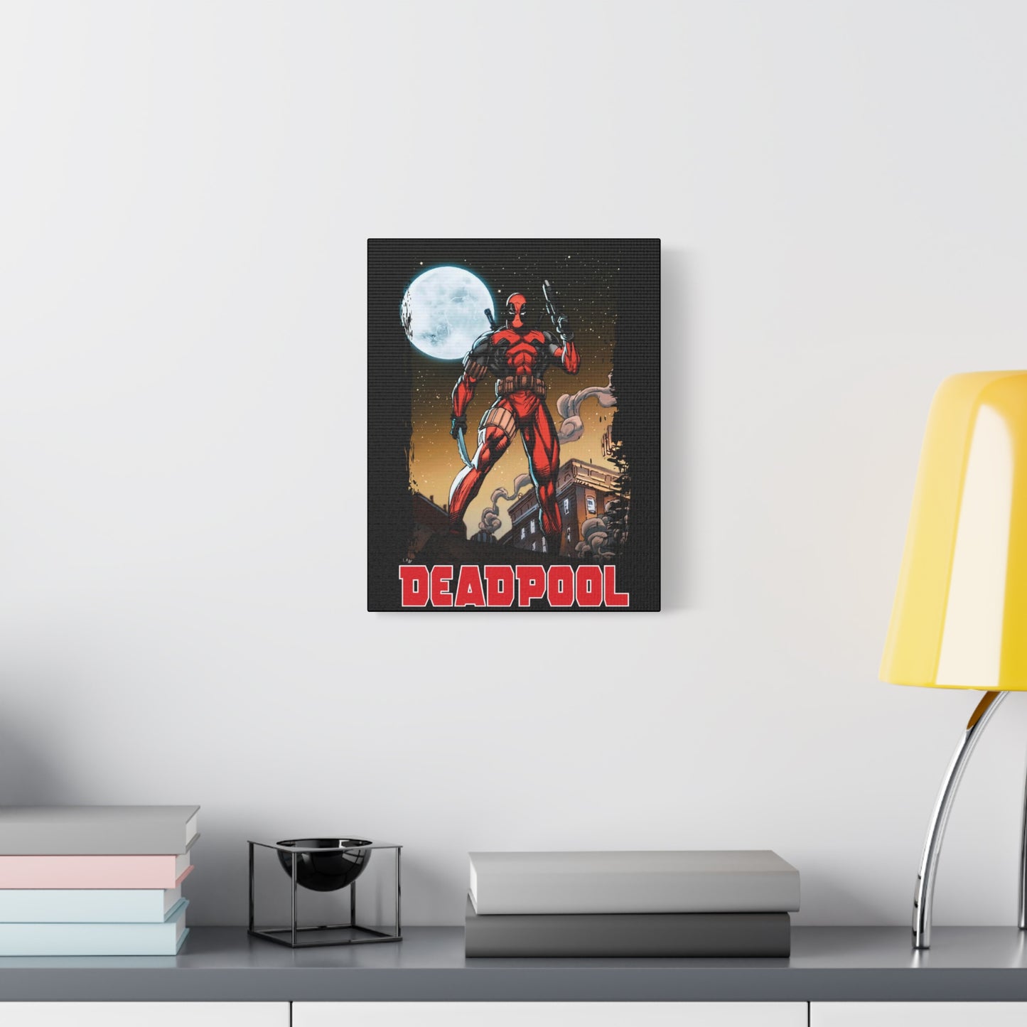 Comic Book Moonlight Rooftop Wall Art - Matte Canvas, Stretched, 1.25"