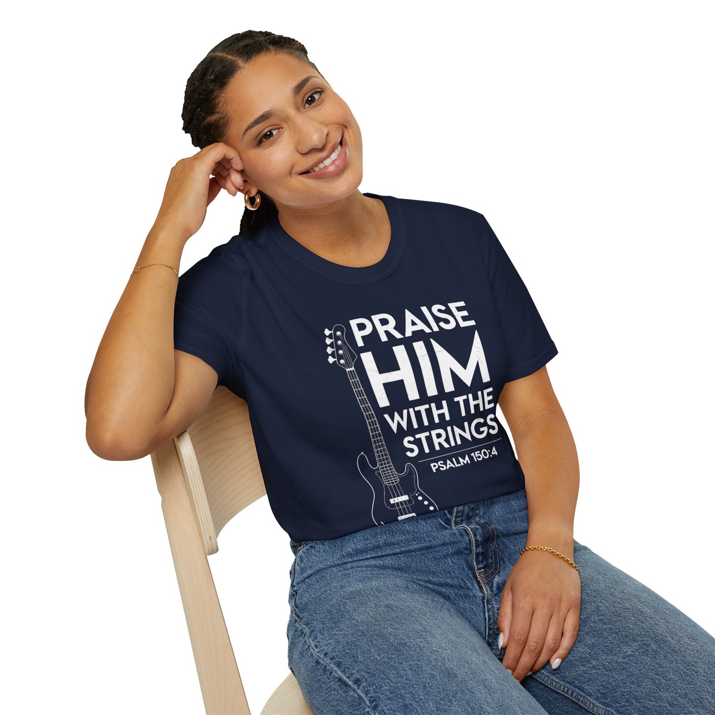 Faith Inspired Guitar T-Shirt - Praise Hime With The Strings - Psalm 150:4