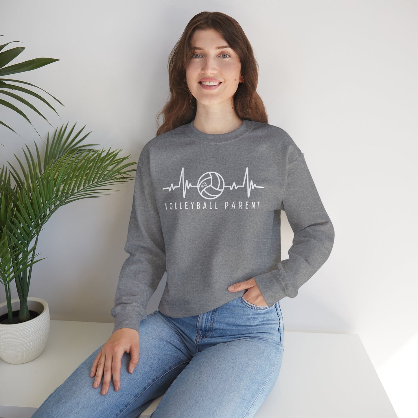 Volleyball Heartbeat Crewneck Sweatshirt #13, Quality Sweatshirt, Parent Gift, Volleyball Fan Apparel, Sports Lover Top