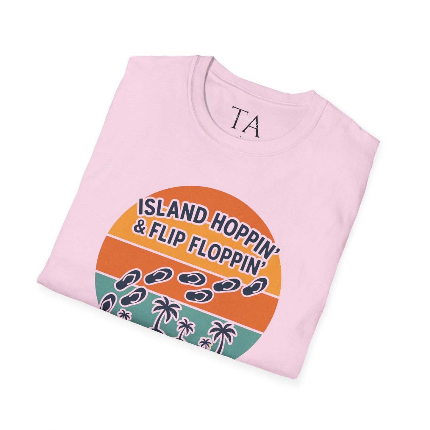 Island Hoppin' Flip Floppin' Unisex Softstyle T-Shirt, Beach T-Shirt, Vacation Apparel, Summer Wear, Casual T-Shirt, Graphic Tee