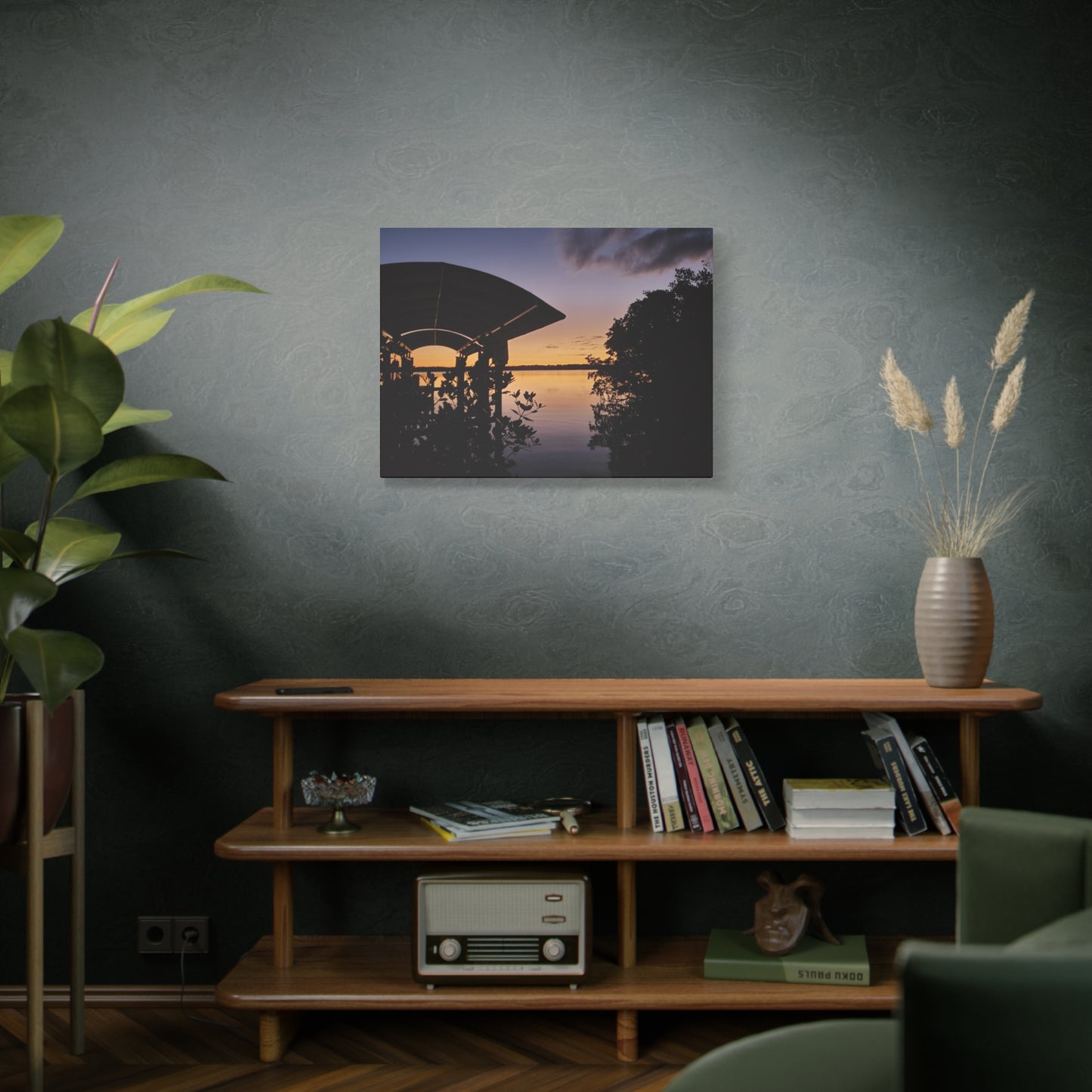 Serene and Vibrant Sunset on the River - Canvas Wal Art