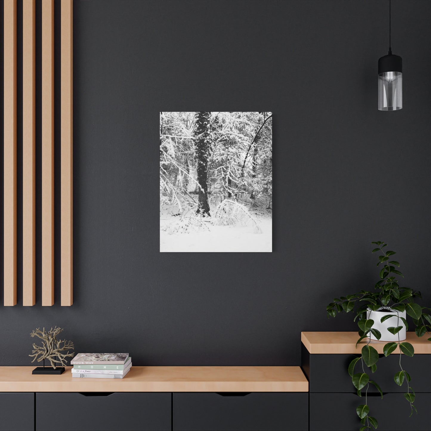 Serene Winter Wonderland in the Woods - Canvas Wall Art