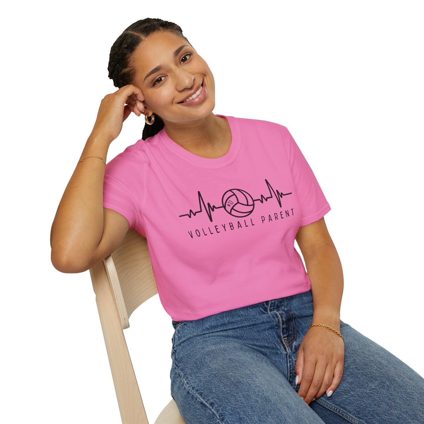 Volleyball Parent Heartbeat T-Shirt Soft Cotton Tee Customizable for Sports Enthusiasts, Gifts for Moms & Dads, Team Spirit Apparel, Athletic Wear