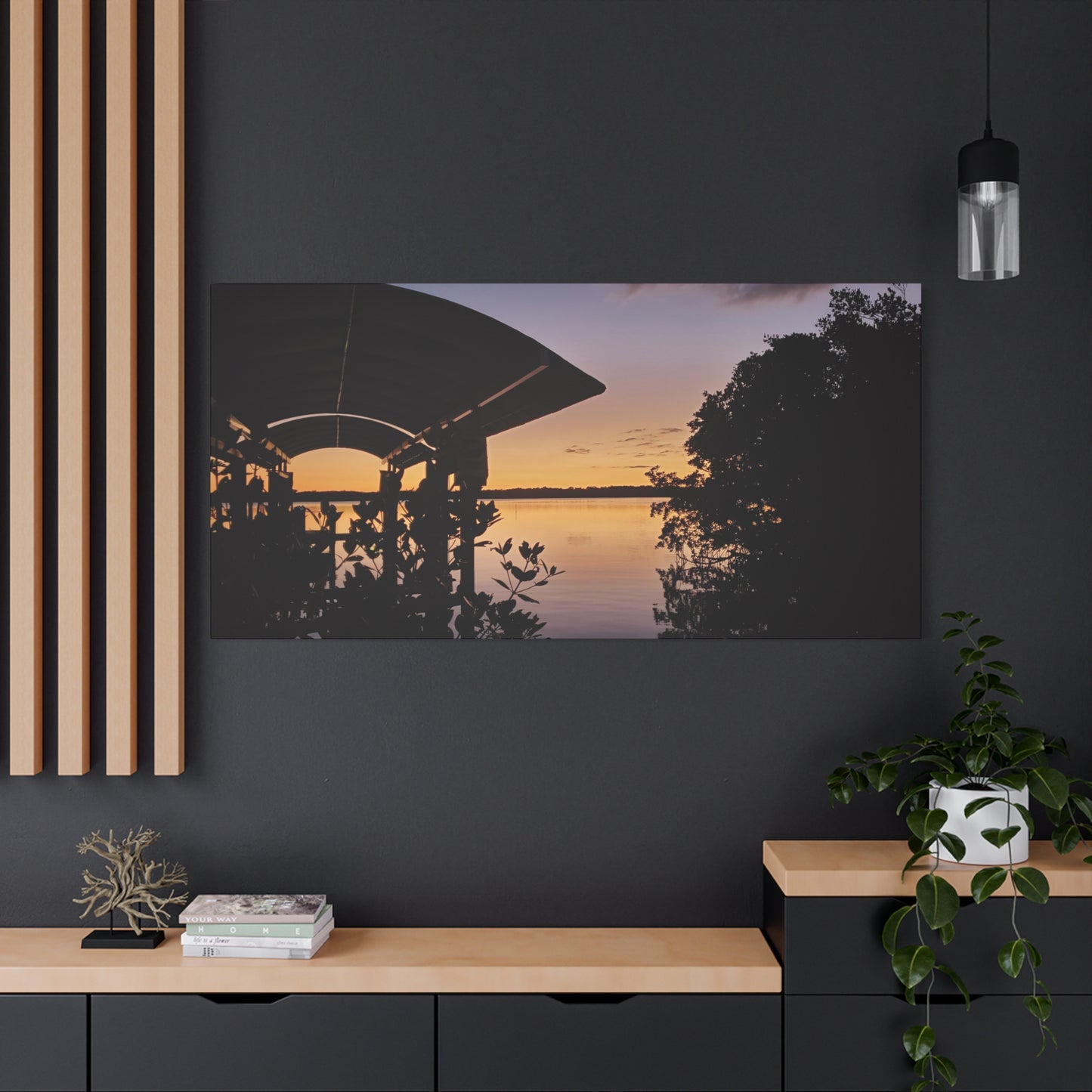 Serene and Vibrant Sunset on the River - Canvas Wal Art