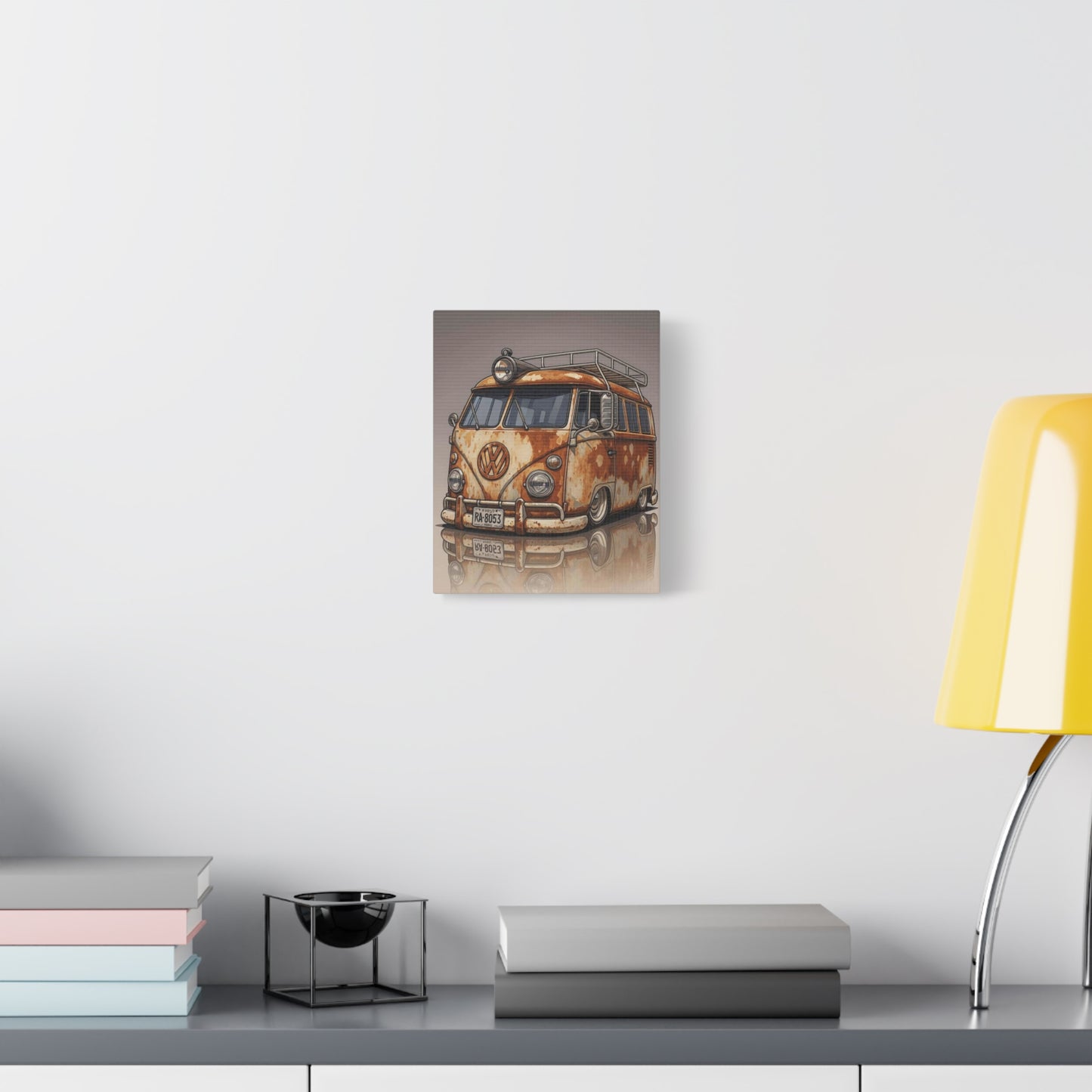 Rustic VW Camper Van Matte Canvas Print