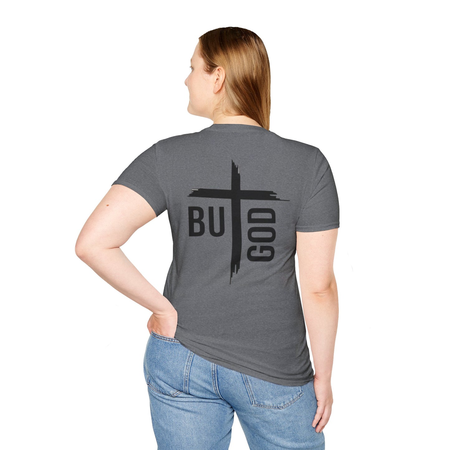 Faith Inspired Unisex Softstyle T-Shirt - 'BUT GOD' - Inspirational Gift for Believers