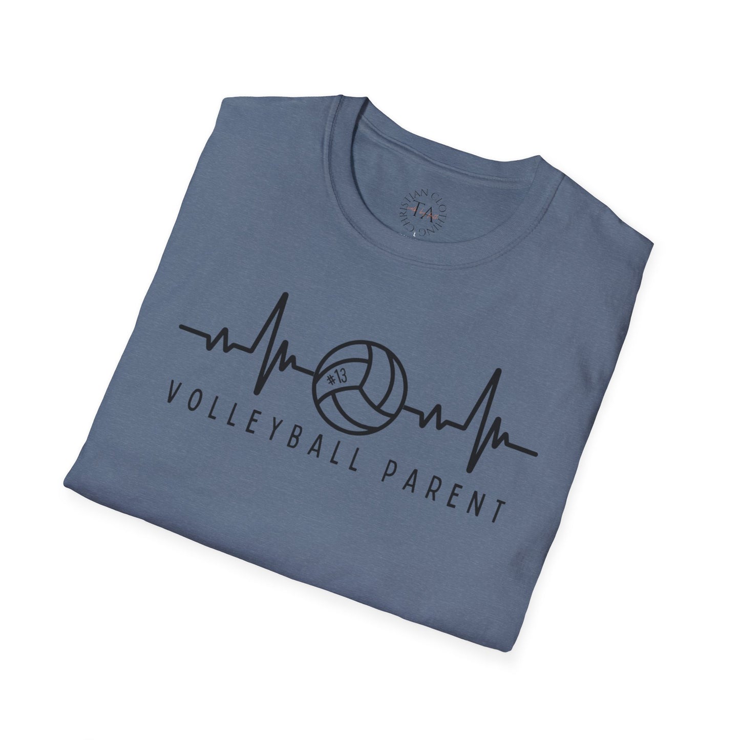 Volleyball Parent Heartbeat T-Shirt Soft Cotton Tee Customizable for Sports Enthusiasts, Gifts for Moms & Dads, Team Spirit Apparel, Athletic Wear
