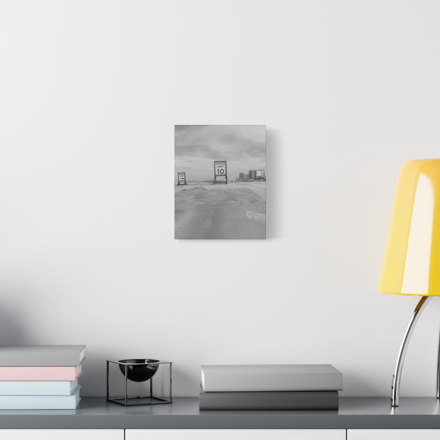 Serene Black and White Coastal Beach Sign - Canvas Art