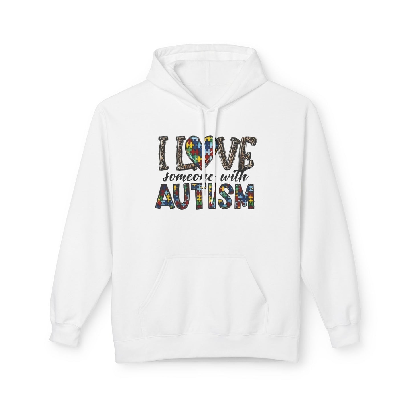 Autism Awareness Softstyle Hoodie - "I Love Someone With Autism" Puzzle Heart Design