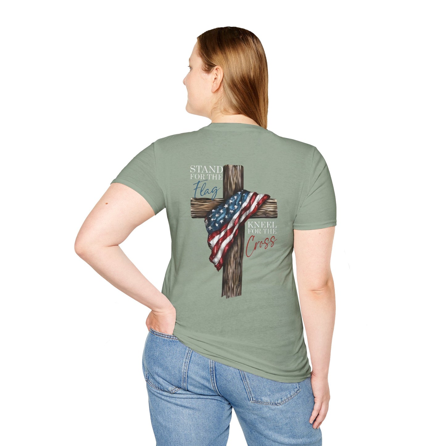 Stand for the Flag, Kneel for the Cross - Patriotic Religious T-Shirt, Faith-Based Apparel, Independence Day Outfit, Christian Gift