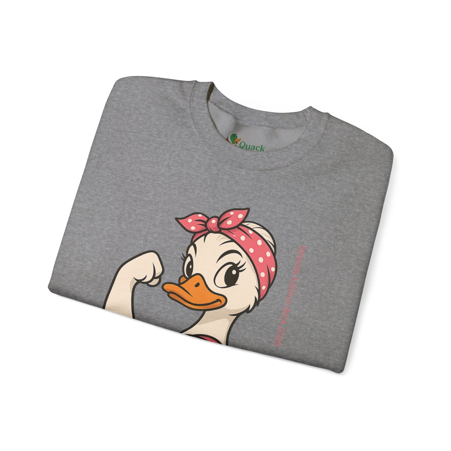 Breast Cancer Awareness Fight Like a Girl Duck Sweatshirt - Unisex Crewneck, Roxie the Riveter Empowerment, Gift for Her, Feminist Apparel,