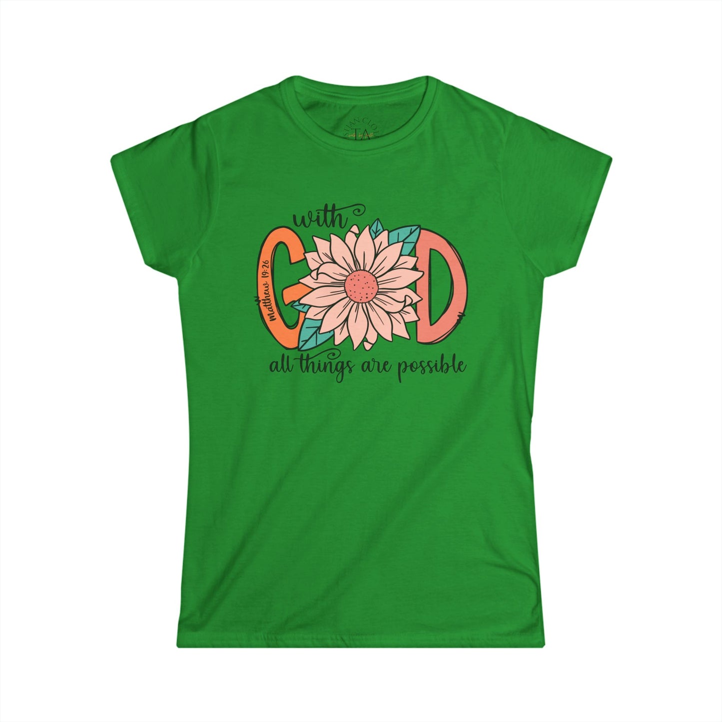 Women's Inspirational Tee - "With God All Things Are Possible" - Motivational Shirt for Faith, Spirituality, Gifts, Everyday Wear, [...]