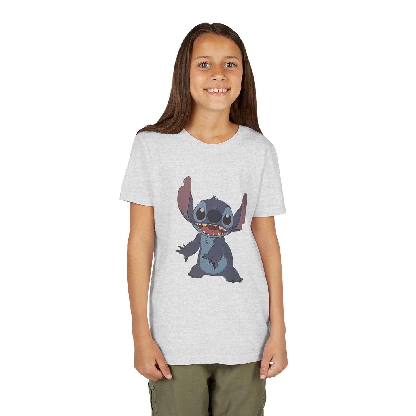 Kids Short Sleeve Tee with Stitch, Cute Kids Tee, Fun Gift for Boys & Girls, Birthday Gift, Summer Wear, Kids' Fashion