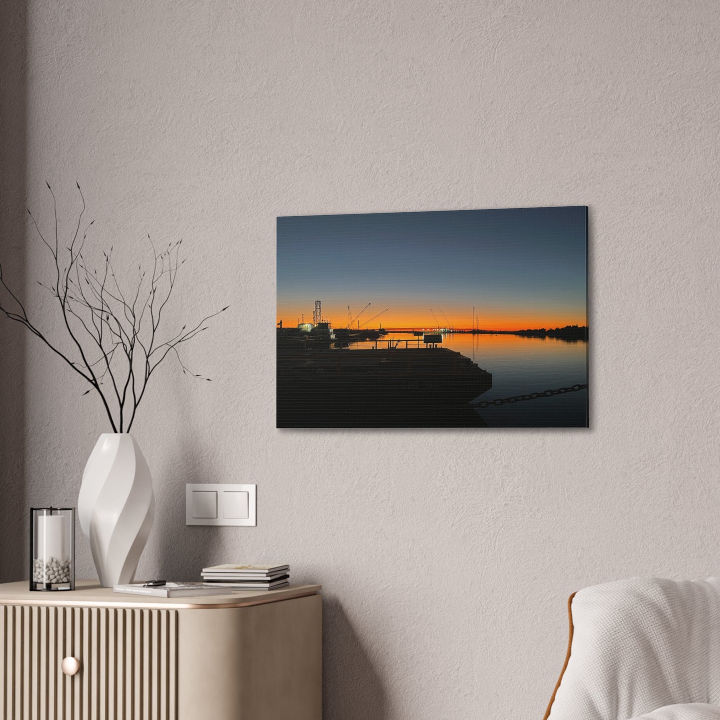 Sunset Harbor Canvas Wall Art — Stretched Canvas Print