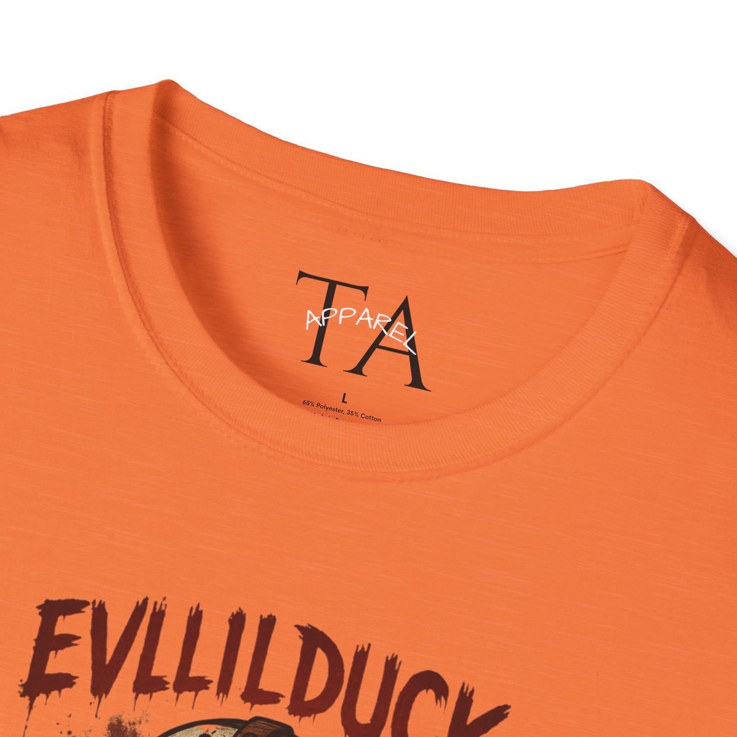 EVLLILDUCK Funny Graphic T-Shirt, Cute Duck Shirt, Unisex Softstyle Tee, Gift for Kids, Funny Quirky T-Shirt, Casual Wear, Halloween Apparel