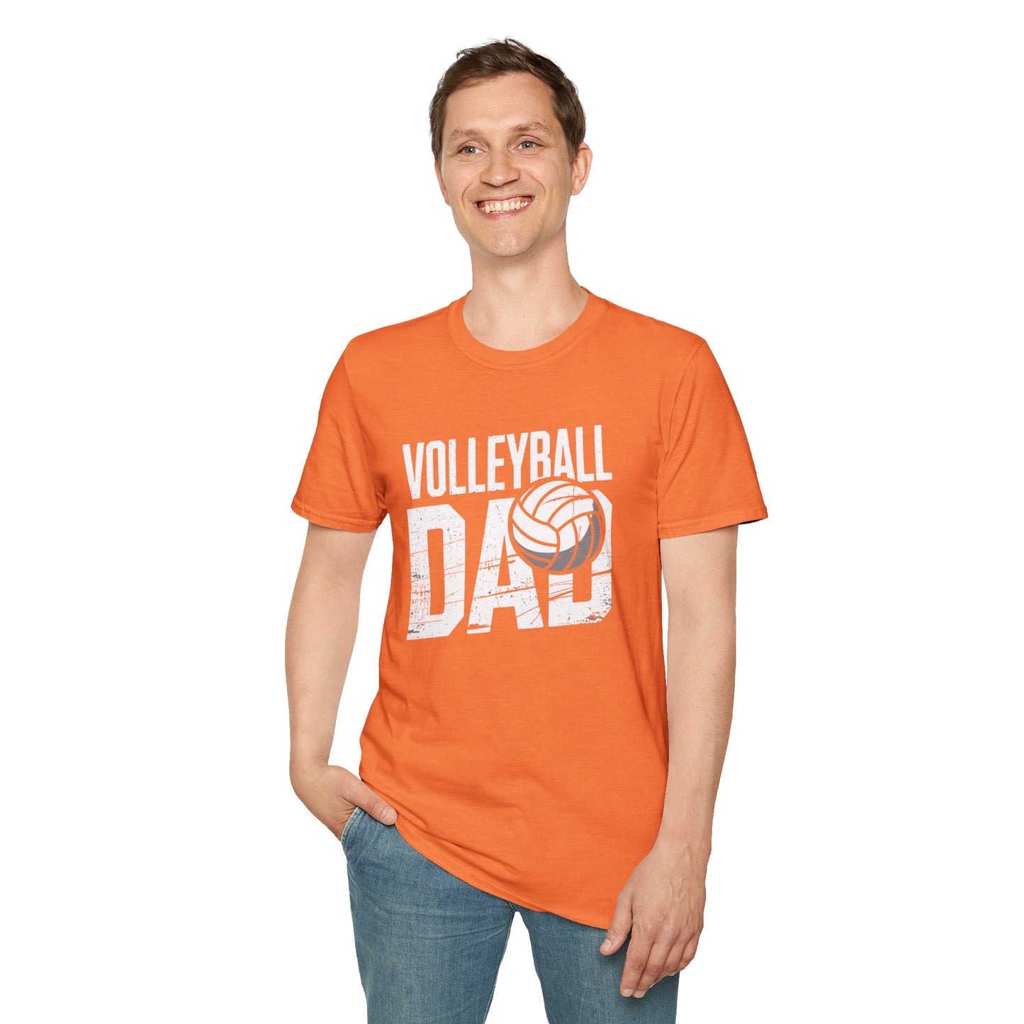 Volleyball Dad Distressed Design Unisex T-Shirt - Customize with Player Number