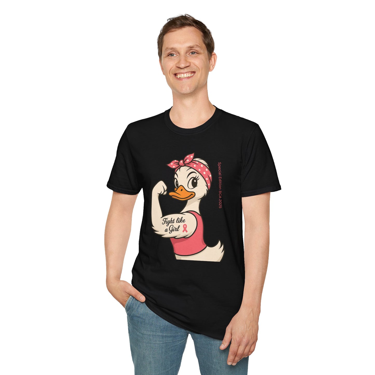 Breast Cancer Awareness Fight Like a Girl Duck T-Shirt, Rosie the Riveter Duck Empowerment Tee, Gift for Her, Feminist Apparel, Cute Graphic